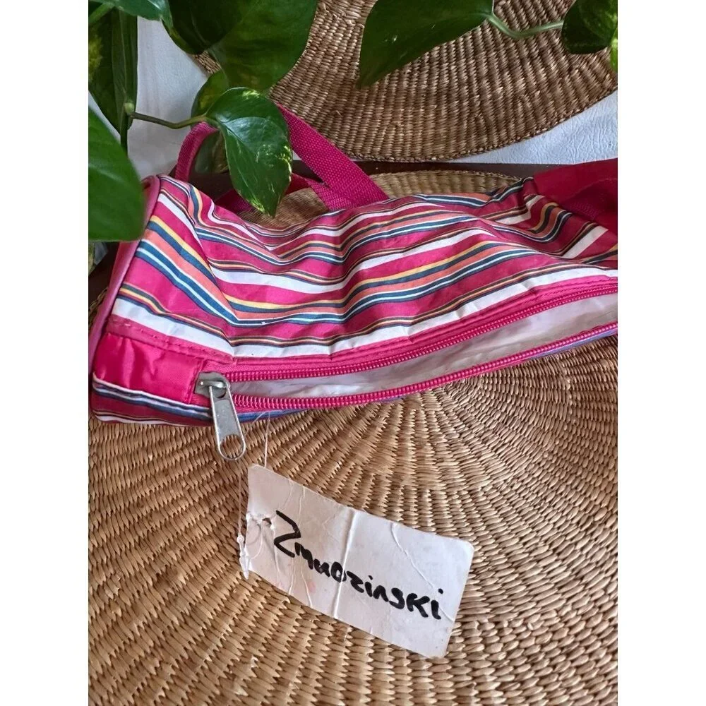 Insulated Striped Bottle Tote Bag